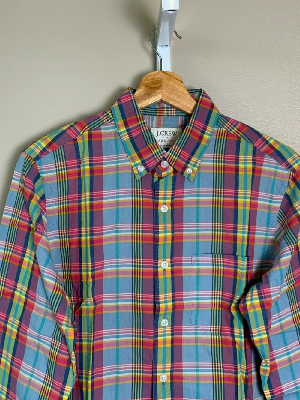 J. Crew Slim Madras Plaid Button Down Oxford Shirt